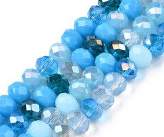Faceted Glass Beads Electroplate Blue 5.5~6x5mm, strand 90 pieces