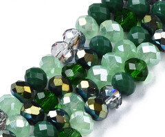 Facet Glaskralen Electroplate Groen 5.5~6x5mm, streng 90 stuks