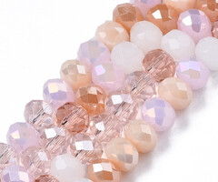 Faceted Glass Beads Electroplate Light Pink 5.5~6x5mm, strand 90 pieces