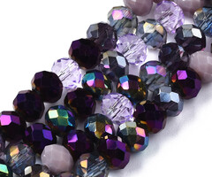 Faceted Glass Beads Electroplate Purple 5.5~6x5mm, strand 90 pieces