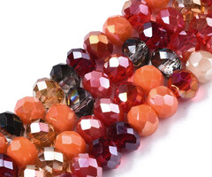Facet Glaskralen Electroplate Rood Oranje 5.5~6x5mm, streng 90 stuks