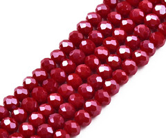Facet Glaskralen Rond Rood Shine 4x3mm, streng 110 stuks
