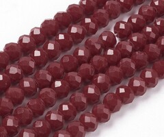 Faceted Glass Beads Round Dark Red 6x4mm, strand 85 pieces