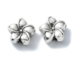Tibetaanse Spacer Beads Bloem 10x10.5x4.8mm Antiek Zilver, 8 stuks