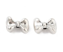 Tibetan Spacer Beads Bowknot 7x10.5x4.5mm Antique Silver, 8 pieces