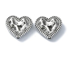 Tibetan Spacer Beads Heart 13x15x5mm Antique Silver, 8 pieces