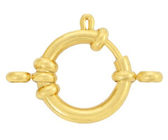 Stainless Steel Bolt Ring Clasp with Loops Gold Plated 16mm