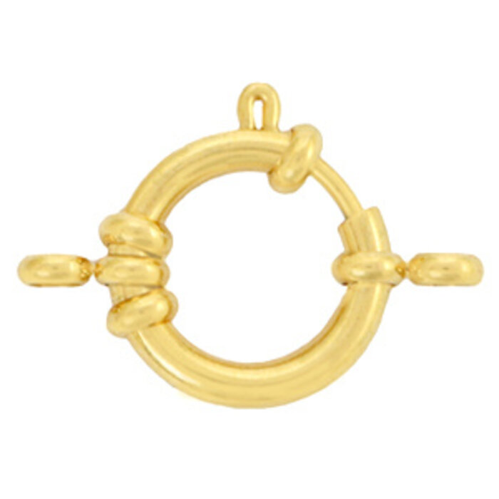 Stainless Steel Bolt Ring Clasp with Loops Gold Plated 12mm