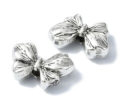 Tibetaanse Spacer Beads Strik 10x15x4.3mm Antiek Zilver, 8 stuks