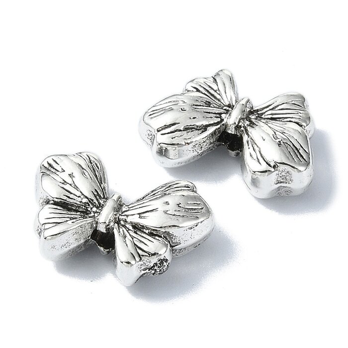 Tibetaanse Spacer Beads Strik 10x15x4.3mm Antiek Zilver, 8 stuks