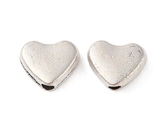 Tibetaanse Hart Kralen 6.5x8x3mm Antiek Zilver, 10 stuks