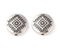 Tibetaanse Spacer Beads Rond 12x4.1mm Antiek Zilver, 8 stuks