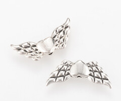 Tibetan Beads Wings with Heart 9x22x3mm Antique Silver, 6 pieces