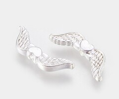 Tibetan Beads Wings 20x7x3mm Silver Nickel Free, 6 pieces