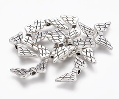 Tibetan Beads Wings  9x19x3mm Antique Silver, 6 pieces