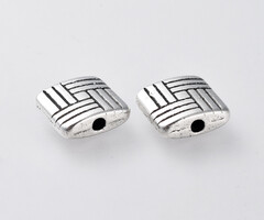 Tibetan Spacer Beads Rectangle 8x8x3mm Antique Silver, 10 pieces