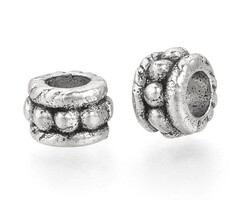Tibetan Spacer Beads Donut 7~7.5x5mm Antique Silver, 15 pieces