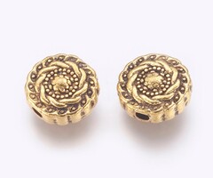 Tibetaanse Spacer Beads Rond 10x4mm Gold Plated, 10 stuks