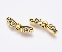 Tibetaanse Vleugel Kralen 22x7mm Gold Plated Nikkelvrij, 6 stuks