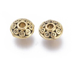 Tibetan Spacer Beads Bicone 6.5x3.5mm Antique Gold Plated Nickel Free, 15 pieces