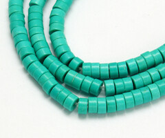 Glaskralen Howliet / Turquoise Look 6x3mm Heishi Disc Turquoise, streng 125 stuks