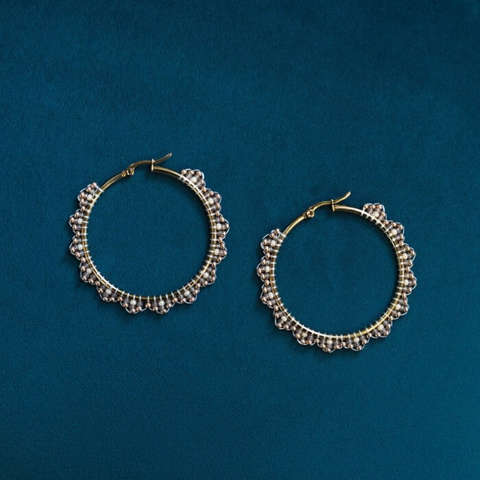 Stainless Steel Earrings Gold Plated 45x2mm