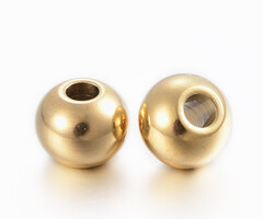 Stainless Steel Spacer Beads Rond 8x6.5mm Goud, 15 stuks