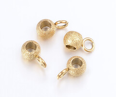 Stainless Steel Spacer Beads Round with Loop 4x3mm Gold, 6 pieces
