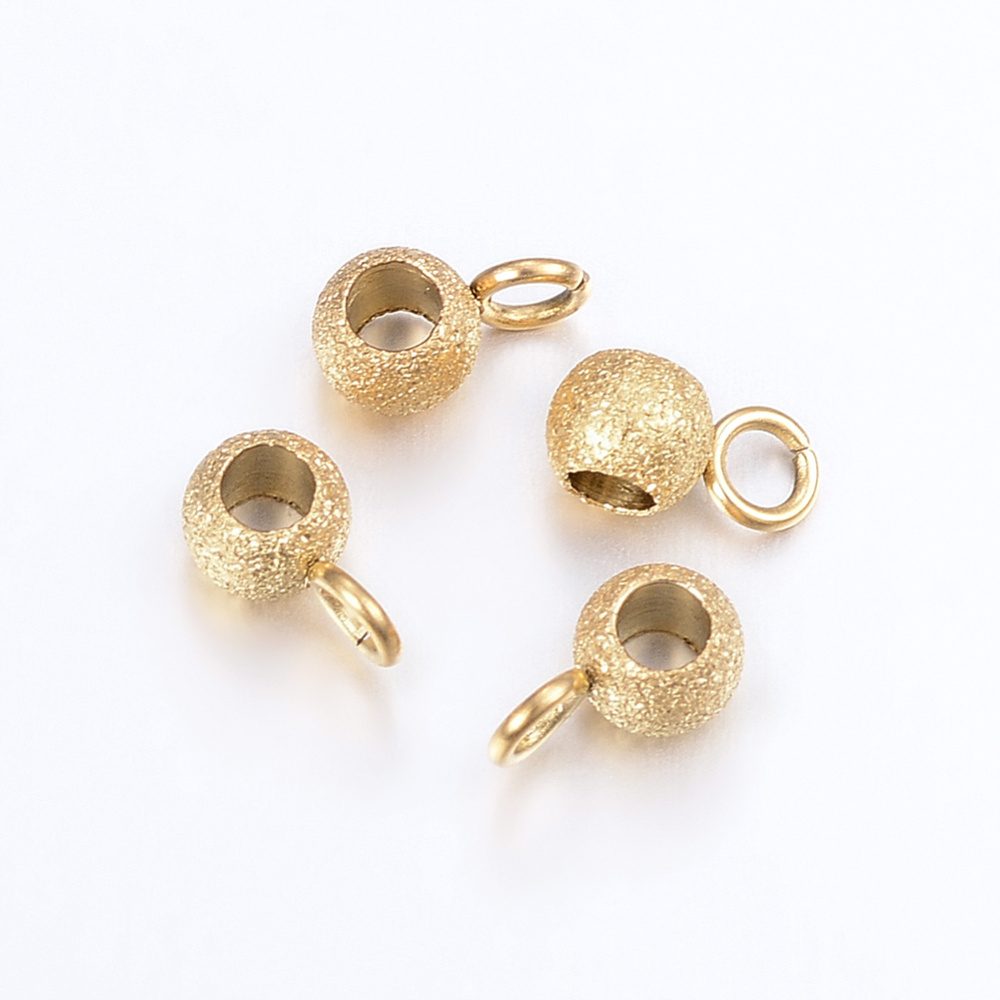 Stainless Steel Spacer Beads Rond met Oogje 4x3mm Goud, 6 stuks