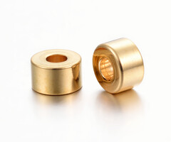 Stainless Steel Spacer Beads Flat Round 6x4mm Gold, 15 pieces