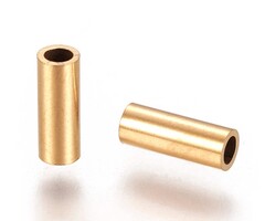 Stainless Steel Spacer Beads Tube 8x3mm Goud, 8 stuks