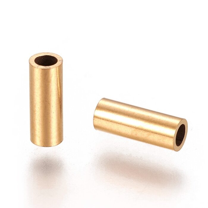 Stainless Steel Spacer Beads Tube 8x3mm Gold, 8 pieces