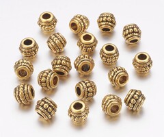Tibetan Spacer Beads 8x6.5mm Antique Gold Plated Nickel Free, 15 pieces