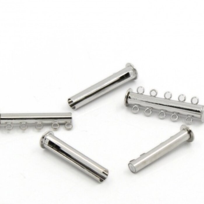 Magnet Clasp Silver Colour 5 Rows 30x10mm, 2 pieces