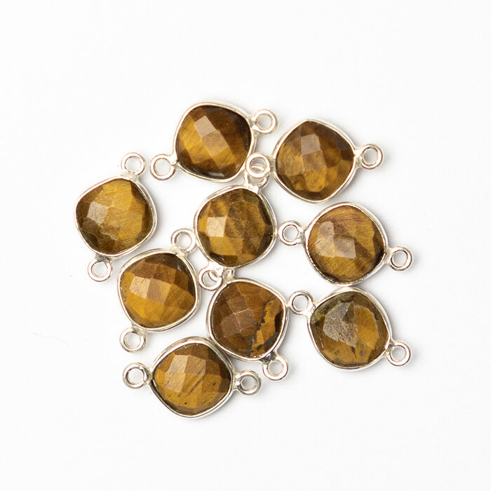 Echt 925 Zilver Edelsteen tussenzetsel Tijgeroog 16x9x4mm