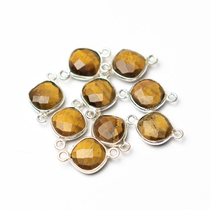 Echt 925 Zilver Edelsteen tussenzetsel Tijgeroog 16x9x4mm