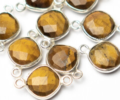 Real 925 Silver Gemstone Connector Tiger Eye 16x9x4mm