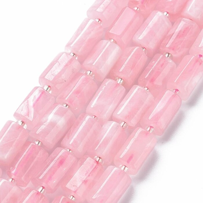 Natural Rose Quartz Gemstone Beads Cylinder 8~11x6~8x5~7mm, strand 13 pieces