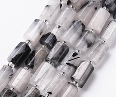 Natural Rutilated Quartz Gemstone Beads Cylinder 8~11x6~8x5~7mm, strand 13 pieces