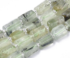 Natural Prehnite Gemstone Beads Cylinder 8~11x6~8x5~7mm, strand 13 pieces