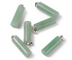 Natural Green Aventurine Gemstone Charm Cylinder 27x8mm