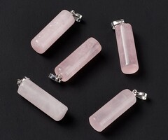Natural Rozenkwarts Edelsteen Bedel Cilinder 27x8mm