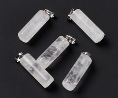 Natural Bergkristal Edelsteen Bedel Cilinder 27x8mm