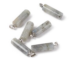 Natural Labradorite Gemstone Charm Cylinder 27x8mm