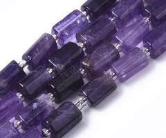 Natural Amethyst Gemstone Beads Cylinder 8~11x6~8x5~7mm, strand 13 pieces
