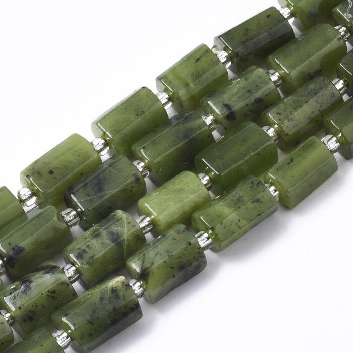 Natural Jade Gemstone Beads Cylinder 8~11x6~8x5~7mm, strand 13 pieces