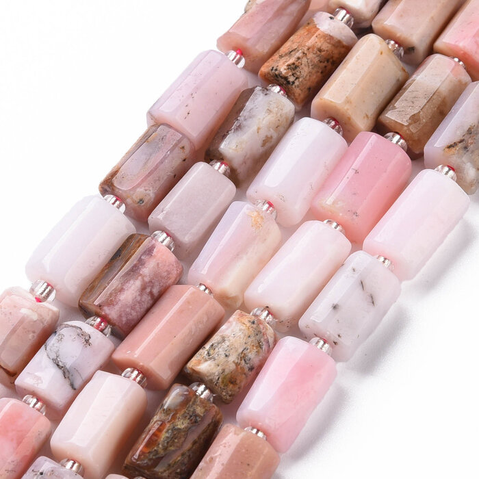 Natural Pink Opal Gemstone Beads Cylinder 8~11x6~8x5~7mm, strand 13 pieces