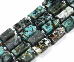 Natural Afrikaans Turquoise Edelsteen Kralen Cilinder 9~14x5~7x5~6mm, streng 13 stuks