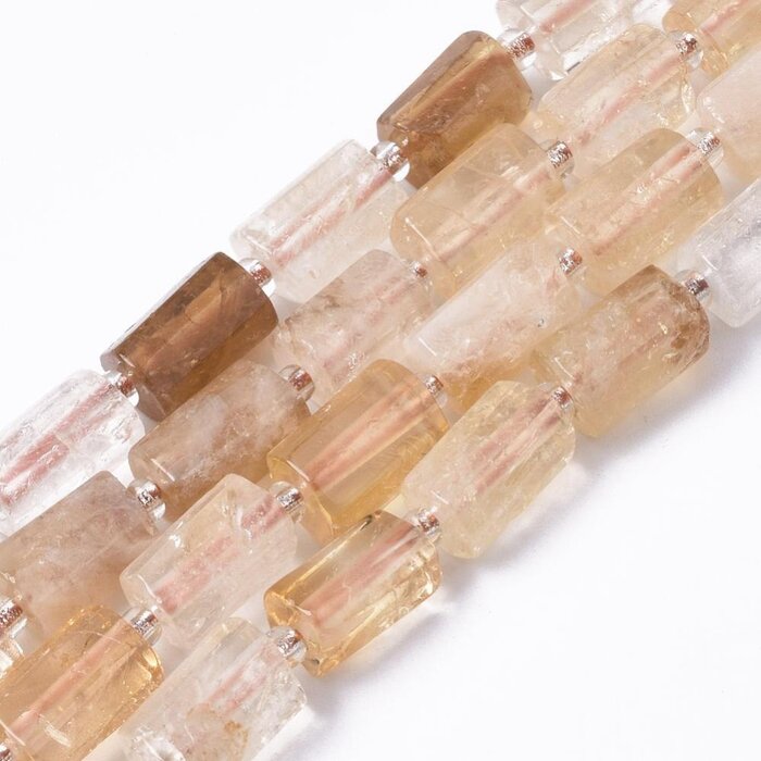 Natural Citrine Gemstone Beads Cylinder 8~11x6~8x5~7mm, strand 13 pieces