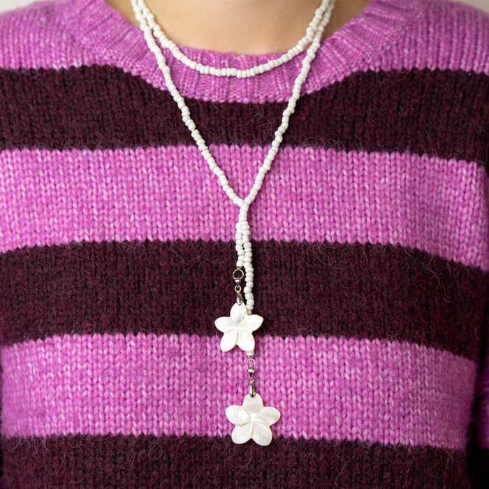 Natural Freshwater Shell Charm Flower Silver 29x30x3mm